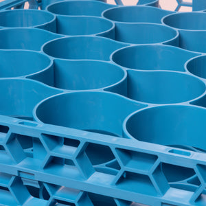 Rack OptiClean NeWave para vasos con 20 compartimentos y 3 extensiones integradas azul Carlisle