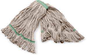 Cabezal de trapeador antimicrobiano mediano looped-end natural con banda verde