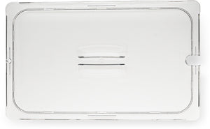 Tapa universal ranurada StorPlus con asa para inserto entero transparente