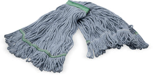 Cabezal de trapeador mediano looped-end azul con banda verde 4 capas