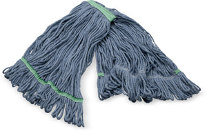 Cabezal de trapeador antimicrobiano mediano looped-end azul con banda verde