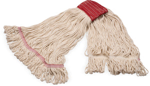 Cabezal de trapeador Grease Release grande looped-end natural con banda roja