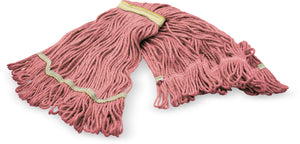 Cabezal de trapeador pequeño looped-end rojo con banda amarilla 4 capas