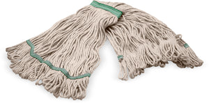 Cabezal de trapeador mediano looped-end natural con banda verde 4 capas