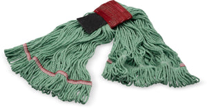 Cabezal de trapeador grande looped-end verde con banda roja y fibra talladora