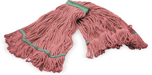 Cabezal de trapeador mediano looped-end rojo con banda verde 4 capas