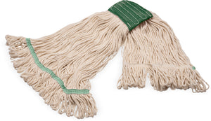 Cabezal de trapeador Grease Release mediano looped-end natural con banda verde
