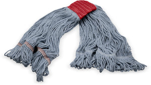 Cabezal de trapeador grande looped-end azul con banda roja algodón 4 capas