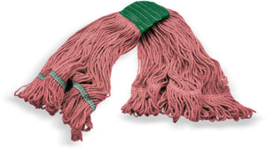 Cabezal de trapeador mediano looped-end rojo con banda verde 5"