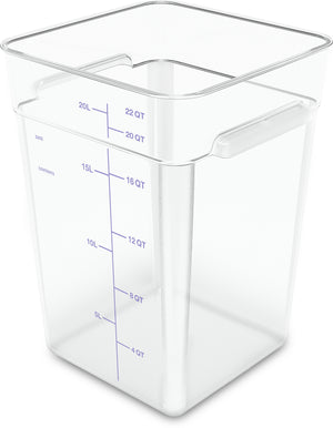 Contenedor cuadrado para alimentos de policarbonato 22 qt transparente