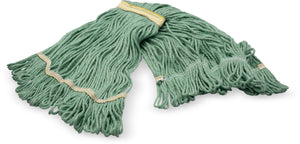 Cabezal de trapeador pequeño looped-end verde con banda amarilla 4 capas