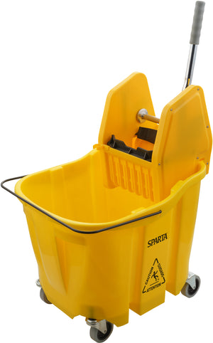 Cubeta OmniFit 35 qt para trapeador con exprimidor de presión descendente amarilla