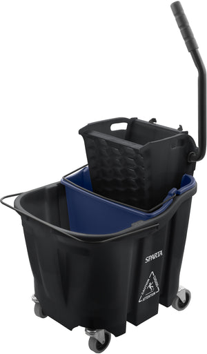 Cubeta OmniFit 35 qt para trapeador con exprimidor lateral e inserto para agua sucia negra