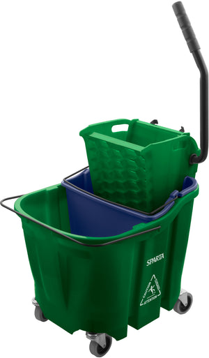 Cubeta OmniFit 35 qt para trapeador con exprimidor lateral e inserto para agua sucia verde