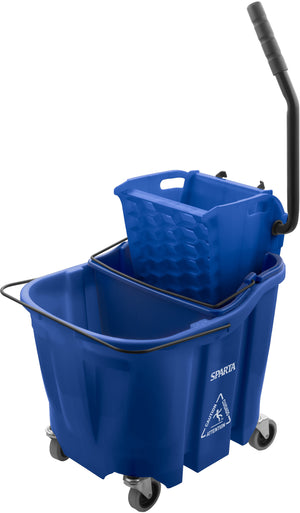 Cubeta OmniFit 35 qt para trapeador con exprimidor lateral e inserto para agua sucia azul