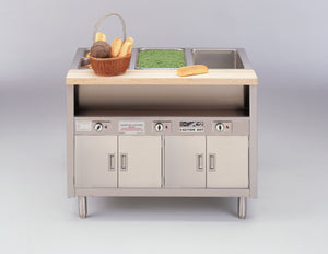 Mesa caliente ServeXpress fija base cerrada 6 pozos 86" x 32" x 34"