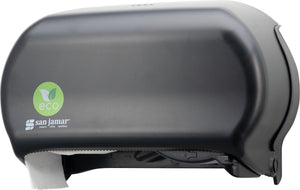 Dispensador San Jamar ecoLogic Versatwin para papel higiénico estándar doble negro