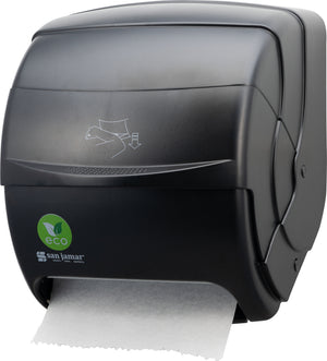 Dispensador San Jamar ecoLogic Integra con brazo para toalla en rollo negro