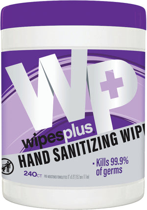 Toallitas Sanitizantes para Manos WipesPlus con Alcohol Bote 240 Piezas