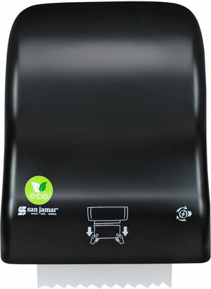 Dispensador San Jamar ecoLogic Simplicity Essence mecánico sin contacto para toalla negro