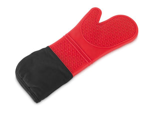Oven mitt 42.5 cm silicone en rojo con negro cotton sleeve