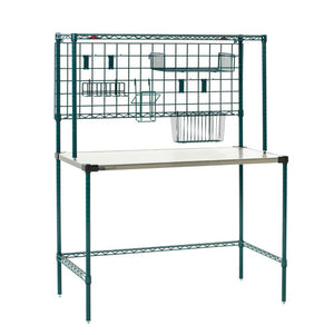 Sistema SmartWall Metro a muro con 2 repisas epóxico Metroseal verde/acero inoxidable 24.646 x 47.885 x 62.4375 pulg