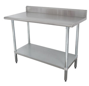 Mesa de trabajo 144 pulg ancho x 30 pulg fondo acero inoxidable 430 calibre 16 con respaldo