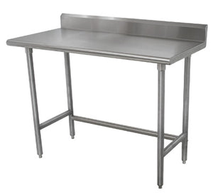 Mesa de trabajo 72 x 36 pulg cubierta de acero inoxidable 430 calibre 16 con respaldo con patas galvanizadas