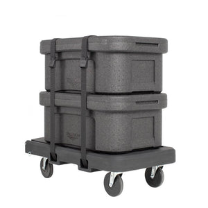 Flatbed utility dolly en dark gris con 5” casters y straps