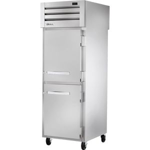 Refrigerador vertical de doble acceso de 27-1/2", 4 puertas, puertas sólidas, medias puertas, batientes