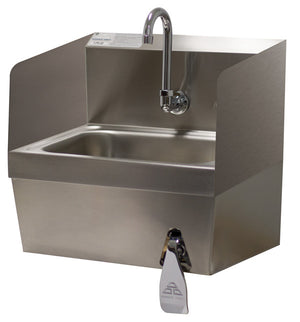 Lavamanos a muro 10 x 14 pulg con válvula de rodilla acero inoxidable 304 calibre 20