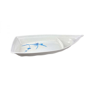 Barco para sushi de melamina Blue Bamboo 54 oz 16 1/4" x 7 1/8" grande