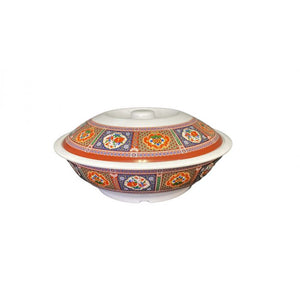 Bowl de servicio con tapa de melamina Peacock 80 oz 11"