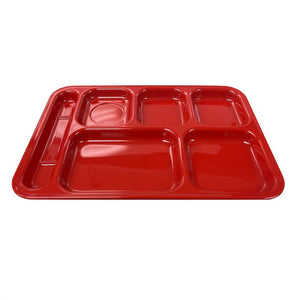 Charola izquierda con 6 compartimentos de melamina color rojo puro 14-1/2" x 10"