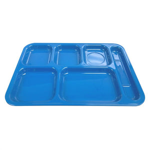 Charola derecha con 6 compartimentos de melamina color azul 14-1/2" x 10"