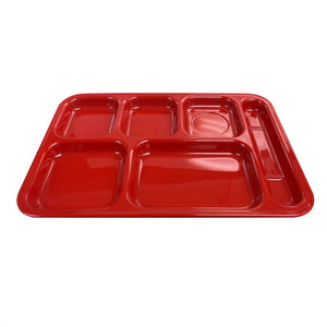 Charola derecha con 6 compartimentos de melamina color rojo puro 14-1/2" x 10"
