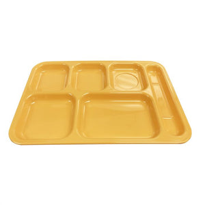 Charola derecha con 6 compartimentos de melamina color amarillo 14-1/2" x 10"