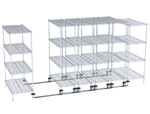 Metro qwikTRAK Floor Track Shelving con Super Erecta cromado repisas ventiladas