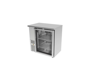 REFRIGERADOR DE CONTRA BARRA EN A.I. 1 PUERTA DE CRISTAL CERRADURAS EN PUERTA LUZ INT. SLIM LINE ABBC-24-36-SG HC
