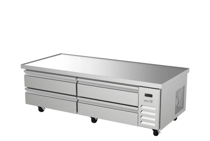 BASE DE CHEF REFRIGERADA CON 4 CAJONES (2 GN-1/1 C/UNO NO INCLUIDOS) CUBIERTA CON BORDE ANTIDERRAME. ACBR-72 HC