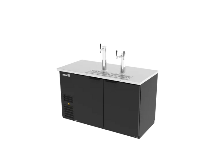 DISPENSADOR REFRIGERADO EN VINYL NEGRO 2 PUERTAS SOLIDAS 2 TORRES 3 DISP. CERRADURAS EN PUERTAS + LUZ INT. R-290. ADDC-58 HC