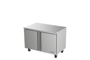 MESA PARA CONSERVACION DE CONGELADOS BAJO MOSTRADOR 2 PUERTAS SOLIDAS. RESPALDO/LAMBRIN OPCIONAL CON COSTO. AUTF-48 HC