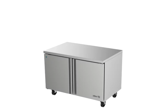 MESA PARA CONSERVACION DE CONGELADOS BAJO MOSTRADOR 2 PUERTAS SOLIDAS. RESPALDO/LAMBRIN OPCIONAL CON COSTO. AUTF-48 HC