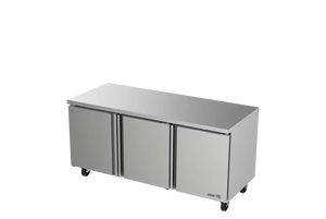 MESA REFRIGERADA BAJO MOSTRADOR 3 PUERTAS SOLIDAS. RESPALDO/LAMBRIN OPCIONAL CON COSTO. AUTR-72 HC