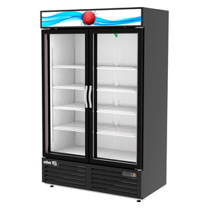 REFRIGERADOR 2 CUERPOS CON DISPLAY MERCHANDISER LINE 2 PUERTAS DE CRISTAL. ARMD-37 HC