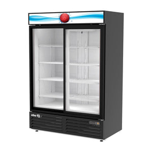 REFRIGERADOR 2 CUERPOS CON DISPLAY MERCHANDISER LINE 2 PUERTAS DE CRISTAL CORREDIZAS. ARMD-47-SD HC