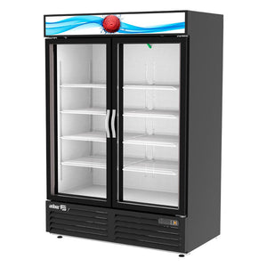 REFRIGERADOR 2 CUERPOS CON DISPLAY MERCHANDISER LINE 2 PUERTAS DE CRISTAL. ARMD-49 HC