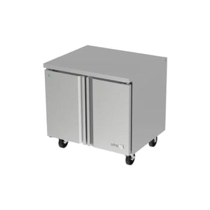 MESA REFRIGERADA BAJO MOSTRADOR 2 PUERTAS SOLIDAS. RESPALDO/LAMBRIN OPCIONAL CON COSTO. NUEVO LANZAMIENTO. AUTR-36 HC