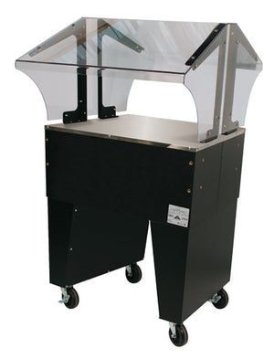 Mesa buffet portátil con cubierta sólida 31-13/16 x 35 x 53 pulg con ruedas con protector de alimentos