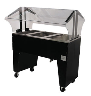 Mesa buffet fría portátil con hielo para 3 insertos con base abierta